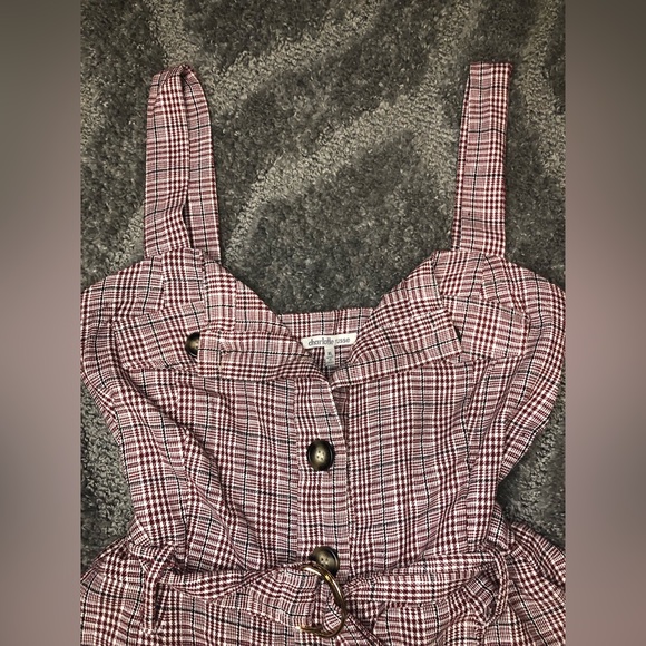 Charlotte Russe Pants - BURGUNDY CHARLOTTE RUSSE PLAID JUMPSUIT